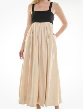 Taylor Black & Cream Empire-Waist Maxi Skirt Dress